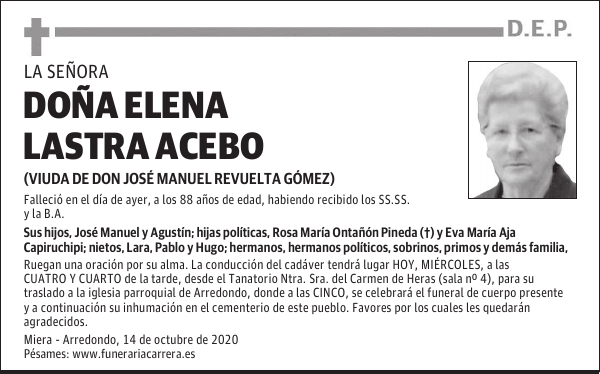 DOÑA ELENA LASTRA ACEBO