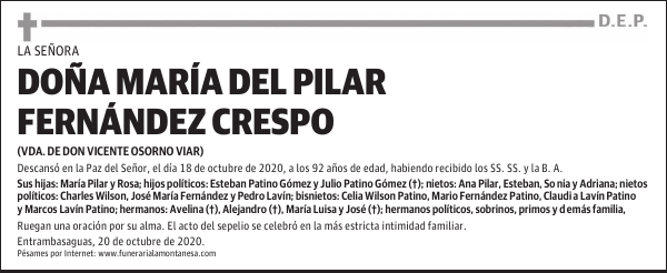 DOÑA MARÍA DEL PILAR FERNÁNDEZ CRESPO