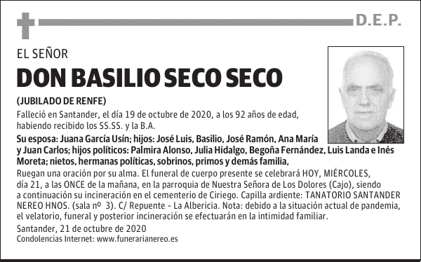 DON BASILIO SECO SECO