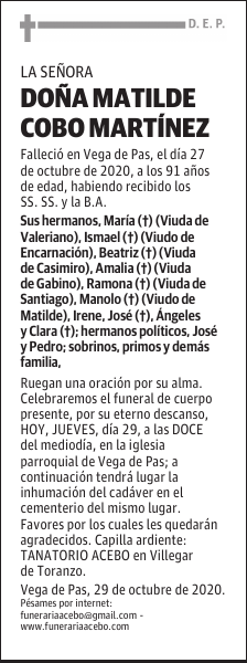 DOÑA MATILDE COBO MARTÍNEZ