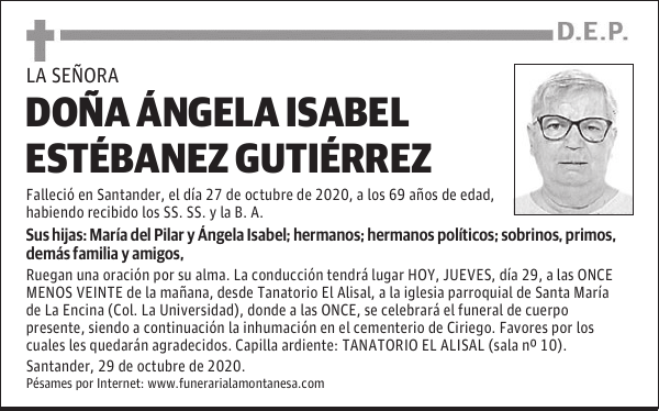 DOÑA ÁNGELA ISABEL ESTÉBANEZ GUTIÉRREZ