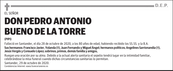 DON PEDRO ANTONIO BUENO DE LA TORRE