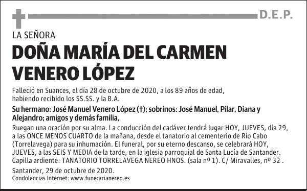 DOÑA MARÍA DEL CARMEN VENERO LÓPEZ