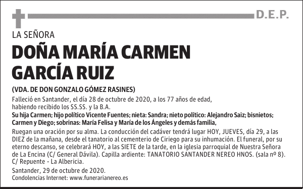 DOÑA MARÍA CARMEN GARCÍA RUIZ