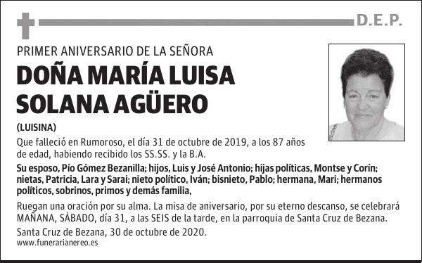 DOÑA MARÍA LUISA SOLANA AGÜERO