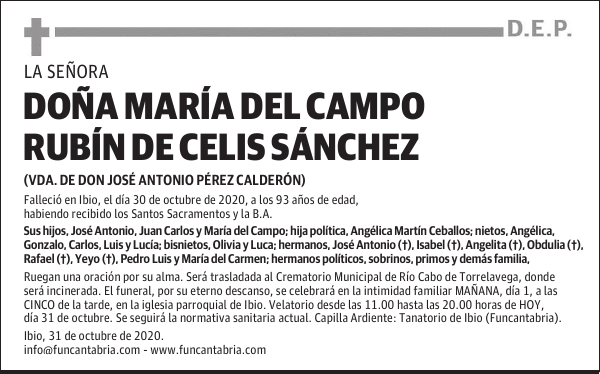 DOÑA Mª DEL CAMPO RUBÍN DE CELIS SÁNCHEZ