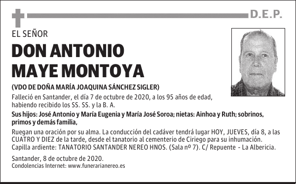 DON ANTONIO MAYE MONTOYA