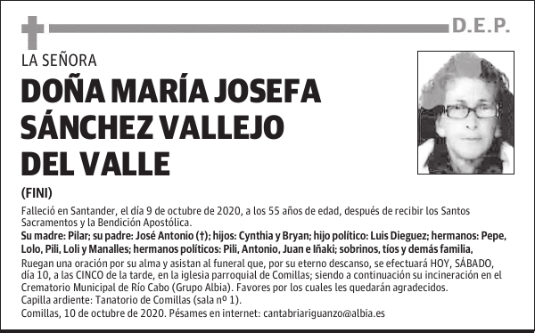 DOÑA MARÍA JOSEFA SÁNCHEZ VALLEJO DEL VALLE