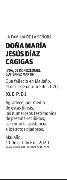 DOÑA MARÍA JESÚS DÍAZ CAGIGAS