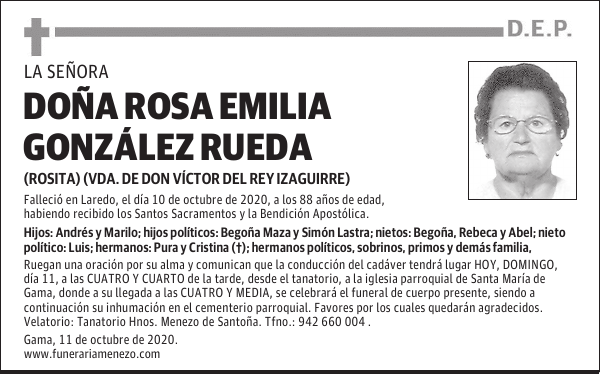 DOÑA ROSA EMILIA GONZÁLEZ RUEDA