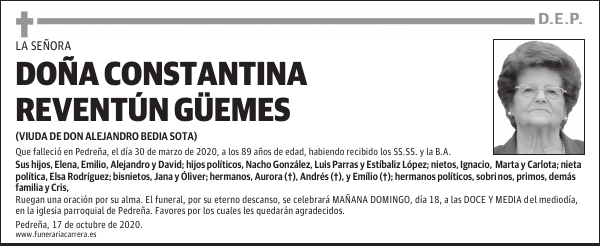 DOÑA CONSTANTINA REVENTÚN GÜEMES