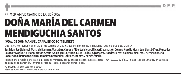 DOÑA MARÍA DEL CARMEN MENDIGUCHIA SANTOS