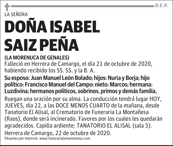 DOÑA ISABEL SAIZ PEÑA