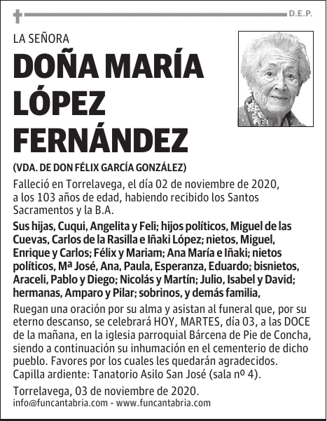 DOÑA MARÍA LÓPEZ FERNÁNDEZ