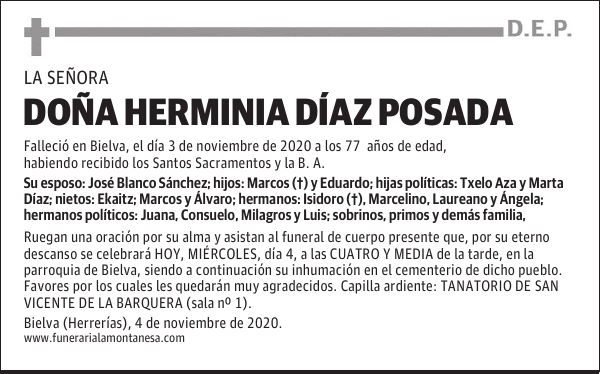 DOÑA HERMINIA DÍAZ POSADA