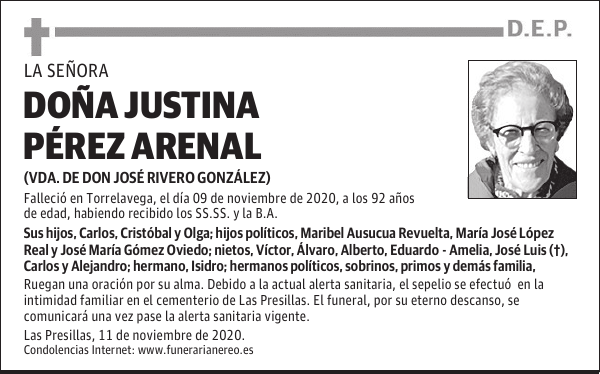 DOÑA JUSTINA PÉREZ ARENAL