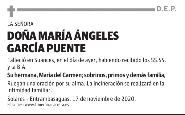 DOÑA MARÍA ÁNGELES GARCÍA PUENTE