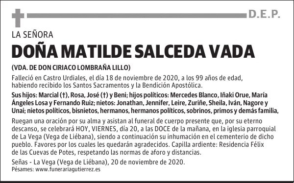 DOÑA MATILDE SALCEDA VADA