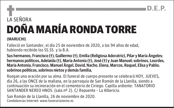 DOÑA MARÍA RONDA TORRE