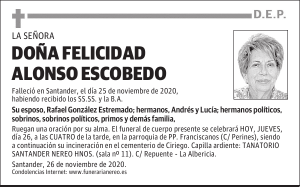 DOÑA FELICIDAD ALONSO ESCOBEDO