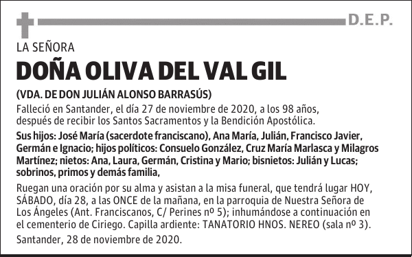 DOÑA OLIVA DEL VAL GIL