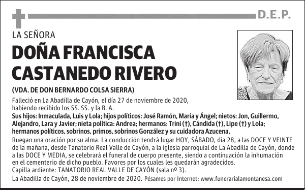 DOÑA FRANCISCA CASTANEDO RIVERO
