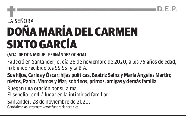 DOÑA MARÍA DEL CARMEN SIXTO GARCÍA