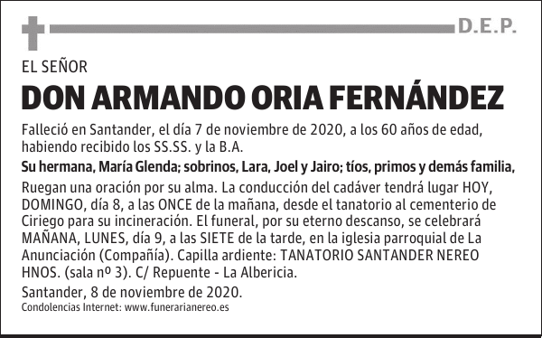 DON ARMANDO ORIA FERNÁNDEZ
