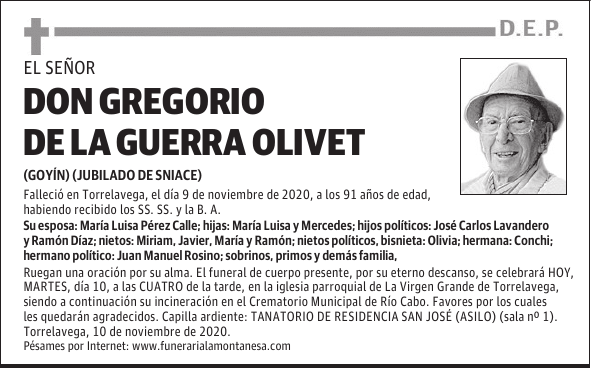 DON GREGORIO DE LA GUERRA OLIVET