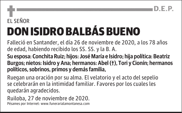 DON ISIDRO BALBÁS BUENO