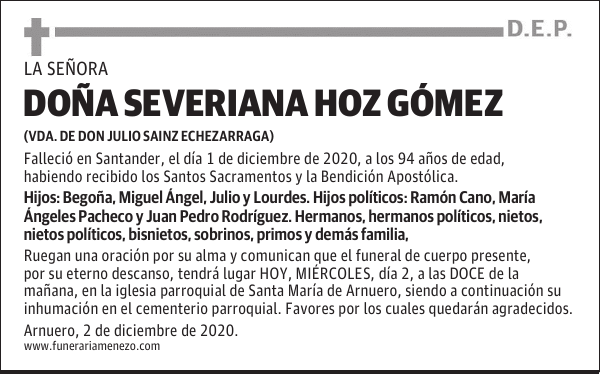 DOÑA SEVERIANA HOZ GÓMEZ