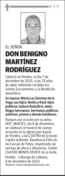 DON BENIGNO MARTÍNEZ RODRÍGUEZ