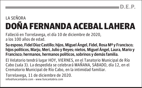 DOÑA FERNANDA ACEBAL LAHERA