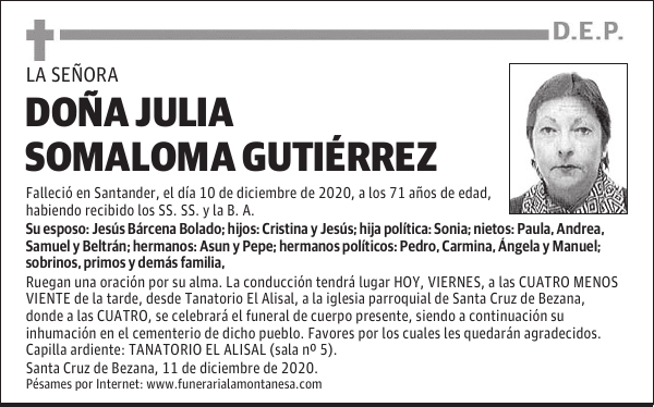 DOÑA JULIA SOMALOMA GUTIÉRREZ