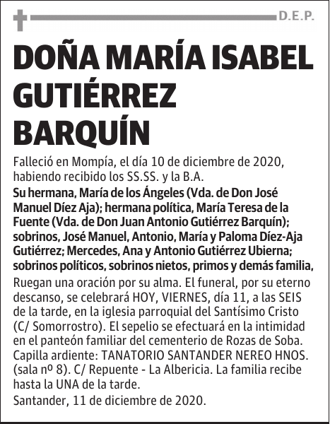 DOÑA MARÍA ISABEL GUTIÉRREZ BARQUÍN