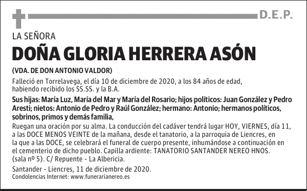 DOÑA GLORIA HERRERA ASÓN