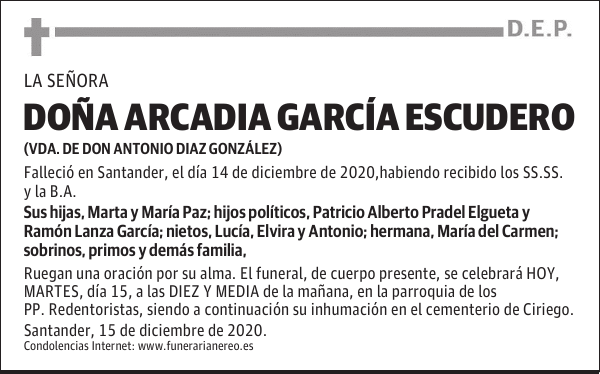 DOÑA ARCADIA GARCÍA ESCUDERO