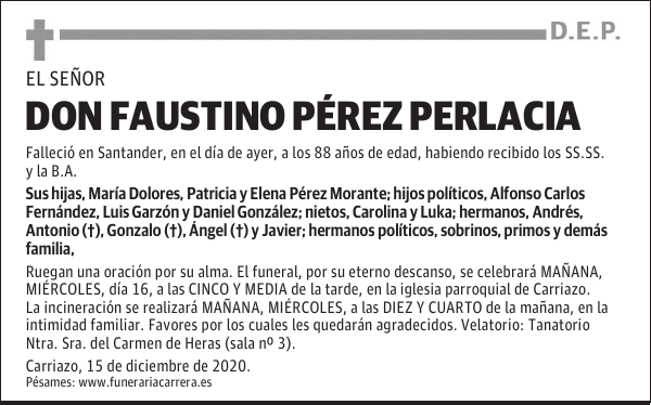 DON FAUSTINO PÉREZ PERLACIA