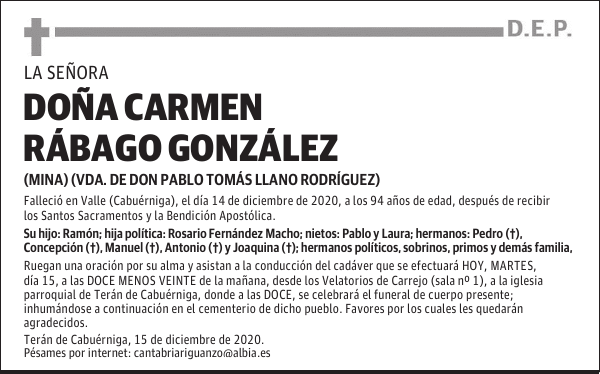 DOÑA CARMEN RÁBAGO GONZÁLEZ