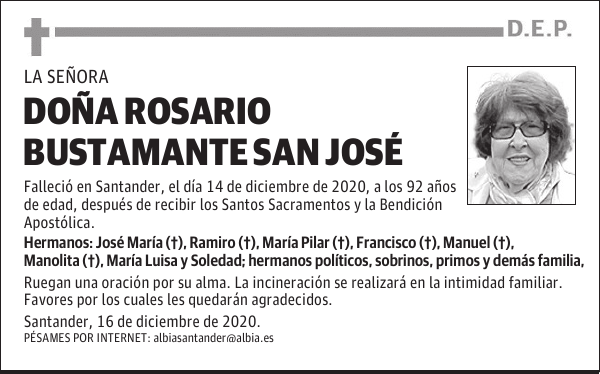 DOÑA ROSARIO BUSTAMANTE SAN JOSÉ