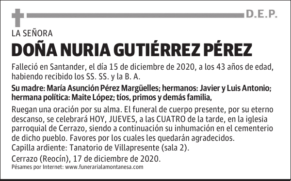 DOÑA NURIA GUTIÉRREZ PÉREZ
