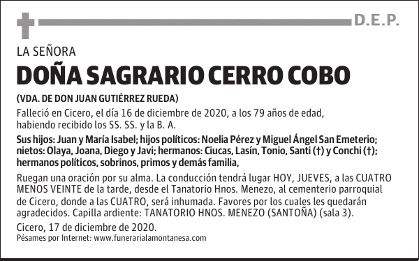 DOÑA SAGRARIO CERRO COBO