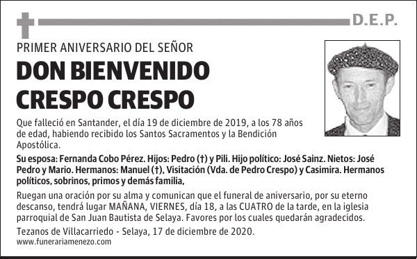 DON BIENVENIDO CRESPO CRESPO