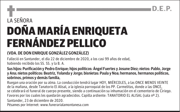 DOÑA MARÍA ENRIQUETA FERNÁNDEZ PELLICO