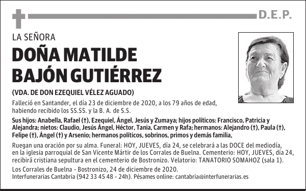 DOÑA MATILDE BAJÓN GUTIÉRREZ
