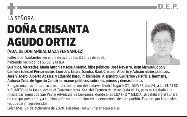 DOÑA CRISANTA AGUDO ORTIZ