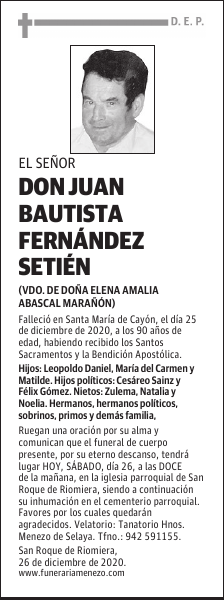 DON JUAN BAUTISTA FERNÁNDEZ SETIÉN