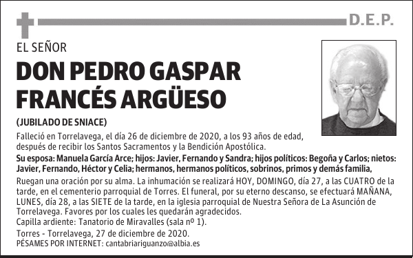 DON PEDRO GASPAR FRANCÉS ARGÜESO