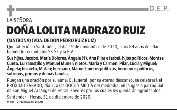DOÑA LOLITA MADRAZO RUIZ