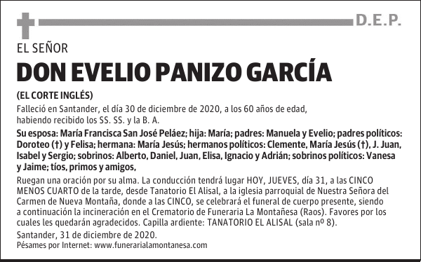 DON EVELIO PANIZO GARCÍA